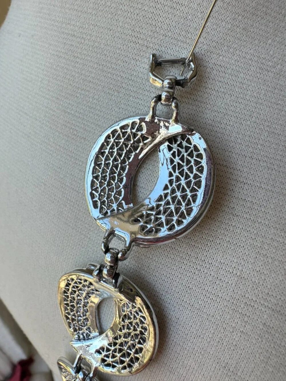 Vintage Sarah Coventry Silver Tone Openwork Link Bracelet 7.25” Signed